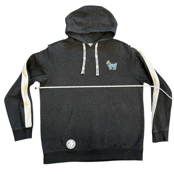 Goat USA New York Hoodie Mens Blue‎ Sweatshirt Pullover Embroidered Drawstring L - Picture 4 of 12